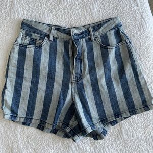 High rise denim shorts